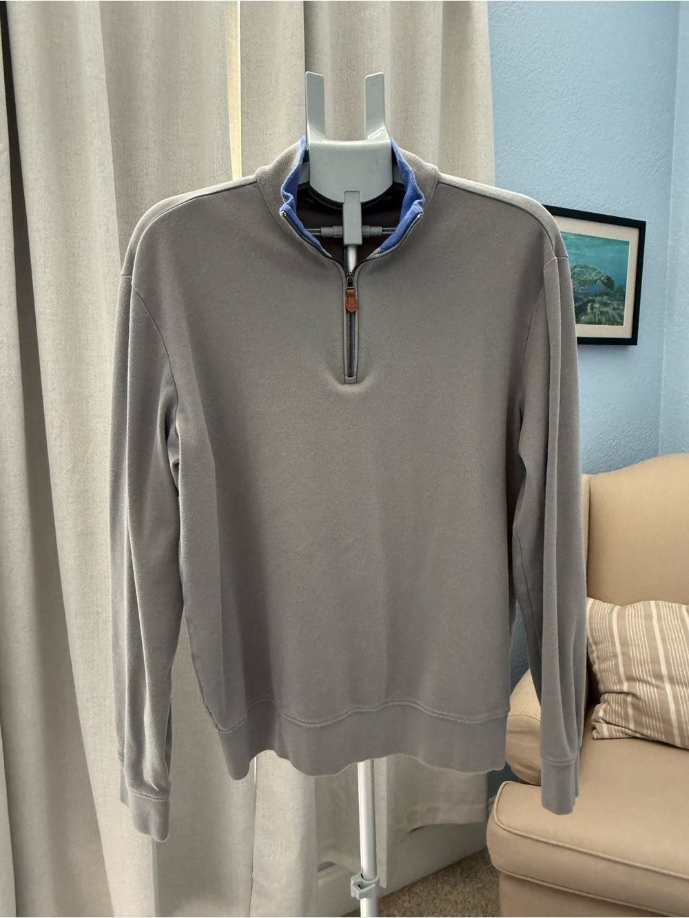Ralph Lauren Polo Golf Men's Quarter-Zip Pullover Sweater Gray Purple M